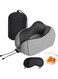 Travel Neck Pillow with Eye Cover and Earplugs Pure Memory Foam Head Support Pillow for Airplane, Car &amp; Home Neck and Shoulder Pain Relief Soft Pillow for traveling and Sleeping (Gery)