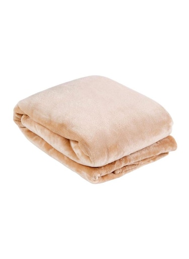 Box Lavish Mirco Flannel Bed Blanket Polyester Beige 240 x 220cm