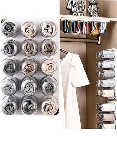 Wall Mounted Underwear Storage Box，Underwear Organizers,Socks Pants Storage Organisers for Closet Wardrobe, Plastic Capsule Container Box