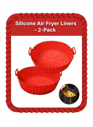 Silicone Air Fryer Liners &acirc;&euro;&ldquo; 2-Pack Non-Stick Reusable Baking Liners   Heat-Resistant Replacement for Parchment Paper   Food-Safe Air Fryer &amp; Oven Accessories
