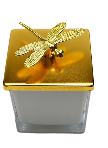 Transparent Glass Candy Jar French Light Luxury Multicolor Glass Storage Jar Retro Aroma Candle Jar with Lid Jewelry Storage Box with Dragonfly Shaped Lid Handle