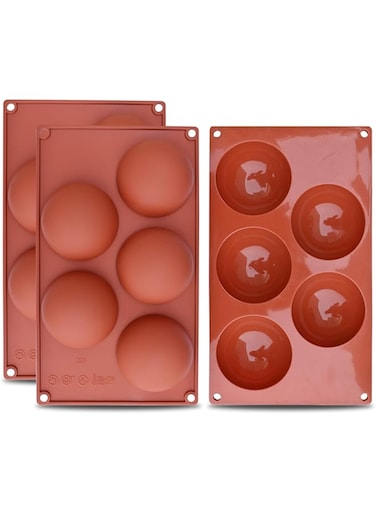 homEdge Extra Large 5-Cavity Chocolate Bomb Mold, 3 Packs Semi Sphere Baking Mold for Making Chocolate, Cake, Jelly, Dome Mousse