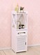 Small Bathroom Storage Corner Floor Cabinet with Doors and Shelves, Thin Toilet Vanity Cabinet, Narrow Bath Sink Organizer, Towel Storage Shelf for Paper Holder, White