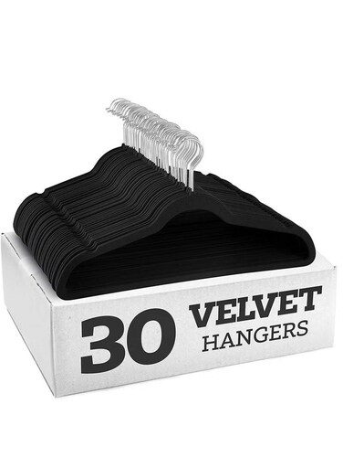 30-Piece Cloth Hanger Set Black/Silver
