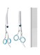Maxshop Dog Grooming Scissors with Safety Round Tips, Heavy Duty Titanium Pet Grooming Trimmer Kit, Professional Thinning Shears, Straight Scissors with Comb for Dogs and Cats (Set of 3)