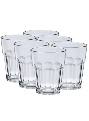 Drinking Glasses By Decor Works 12 Oz Acrylic Set of 6, Clear Tumbler Dishwasher Safe Unbreakable Cup Set Of 6