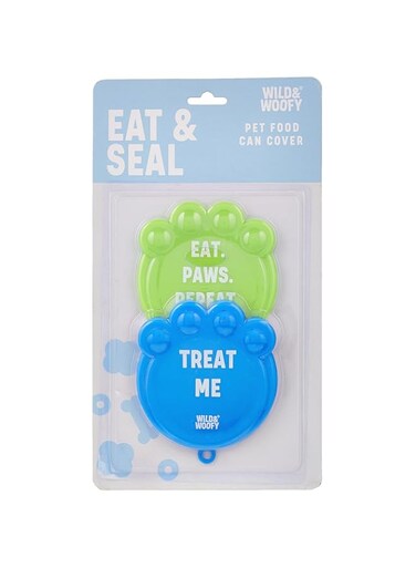 Core Kitchen Dog Can Covers 2-Piece Set, Green/Blue