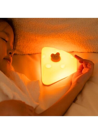 CEVAF Kids Night Light, Adjustable Brightness Kids Night Light, Cheese LED Night Light Rechargeable, 15 Minute Timer, Kawaii Baby Night Light Room Decoration, Christmas Gift for Boys and Girls