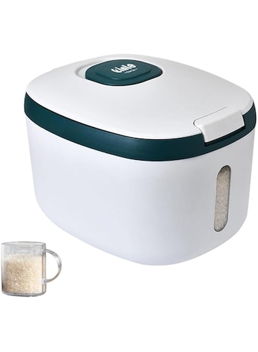Rice Storage Container, Food Storage Containers with Lids Airtight, Storage Containers For Pantry, Food Container Bin with Measuring Cup, Pantry Storage Container for Storing Flour Cereal