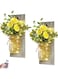 Mumoo Bear Wall Decor Mason Jar Sconces - Rustic Farmhouse Home Decor with Remote Control Wall Lights and Yellow Rose for Bedroom Wall Decor Living Room Kitchen Decorations Set of Two
