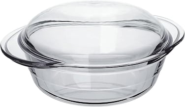 Large Glass Casserole with Lid 2.8L Durable Heat-Resistant Borosilicate Cookware   Transparent Round Oven-Safe Glass Casserole Dish with Lid