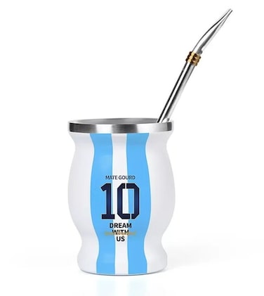 Mate Cup Argentina No. 10   Double-Walled 304 Stainless Steel Gourd Mug, 250ml