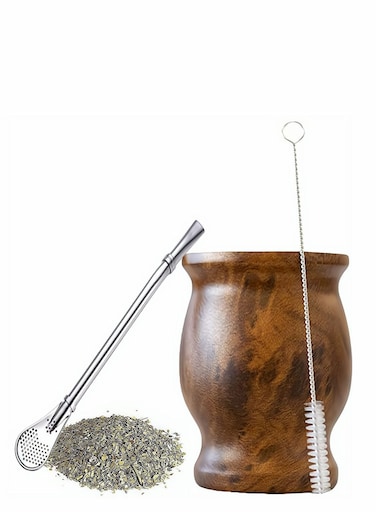 Yerba Mate Tea Cup, Stainless Steel Double Walled Easy Wash Household Insulation Cup, Mate Gourds for Yerba Mate Loose Leaf Drinking with Bombilla Straw,, 230 Ml