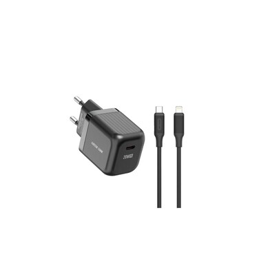Ultra Compact GaN 20W PD Wall Charger EU Pin with USB-C to Lightning Cable