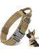 Tactical Dog Collar, Adjustable Military Training Nylon Dog Collar with Control Handle and Heavy Metal Buckle for Medium and Large Dogs (Brown,L)