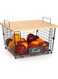 Oter 1 Pack, Stackable Rustic Bamboo &amp; Metal Rectangular Basket - Brown - Pantry, Cabinet, Countertop, Bathroom Organizer - Fruit, Vegetable, Bread, Spice Jar, K-Cup Coffee Pods Storage