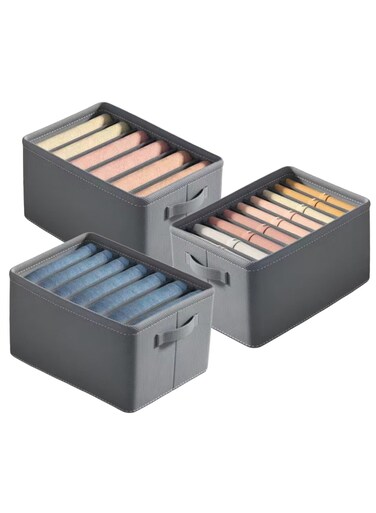 Clothes Storage Box Wardrobe Clothes Drawer Organizer, Foldable Drawer Bins for Clothing Closet Storage Basket Houseware Closet Underwear Bra Socks Organizer Drawer Divider 3 Pcs (6/7/9Grids)