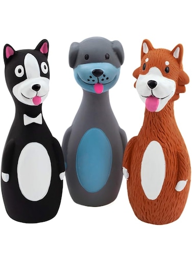 Chiwava 3 Pack 5.7 Inch Squeaky Latex Dog Toys Standing Stick Dog Dog Toy Puppy Fetch Interactive Play for Small Dogs