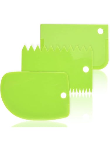 Scraper Cake Decorating Comb - Cake Scraper Smoother, Flexible Plastic Dough Scraper For Bread Making, Reusable Pastry Pizza Dough Cutter Baking Edge Stripe Decorating Tool