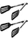 Cooking Tongs 9 inches Stainless Steel Kitchen Silicone Serving Tong Heat Resistant Meat Turner Spatula Tongs with Locking Handle Joint