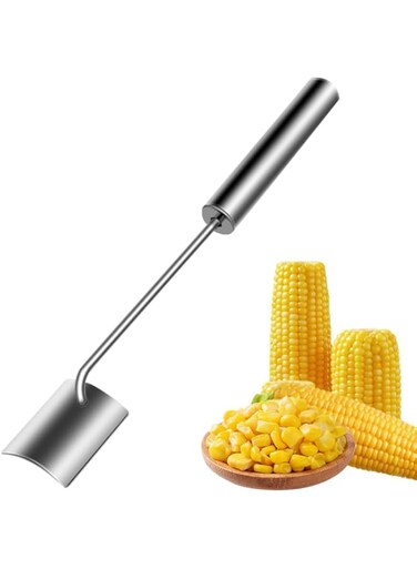 Cxqbsmy Corn Peeler, 2 Pcs Professional Stainless Steel Corn Shaver Scraper, Corn Kerneler Remover, Kitchen Gadgets Corn Thresher Stripper with Handle