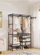 1-Piece Simple Assembly Wardrobe Clothes Storage Rack Portable Wardrobe Organizer With Hook Metal 107x36x173 cm