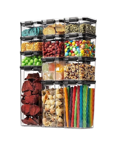 Airtight Food Storage Container Set,Kitchen and Pantry Organization Canisters for Bulk Food Storage with Easy Lock Lids for Cereal Rice, Flour and Cereal - BPA-Free (2x1300ml+4x700+5x460ml)