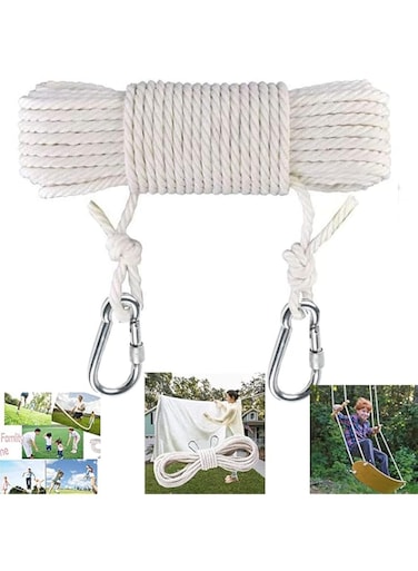 KASTWAVE Clothesline, 15M Long Cotton Clothesline Rope Laundry Line Rope Craft Drying Rope Adjustable for Camping Travel &amp; Home Use DIY Rope as Candle Replacement Wick Laundry Line Dryer Rope (White)