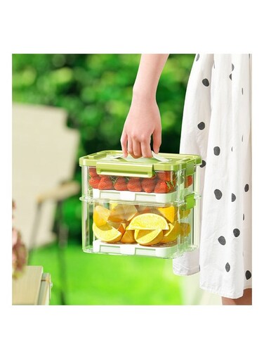 PCS 2000ML Glass Food Preservation Box, Refrigerator Storage Box, Stackable Reusable Food Box, Outdoor Picnic Lunch Boxes, Suitable for Refrigerating Fruits and Vegetables