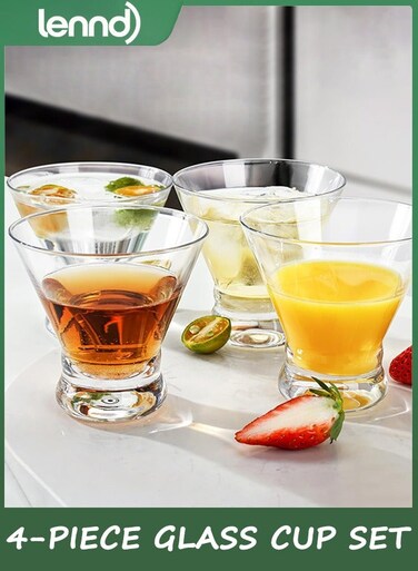 Vintage drinking glass cup, suitable for iced coffee, juice, beverages, milk, birthdays, housewarming gifts, 4 packs of glass cups