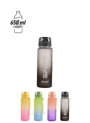 650ml Water Bottle Dual Tone Non-Toxic BPA Free - Fast Flow - Flip Top Leak Proof Lid and One Click Open, Black