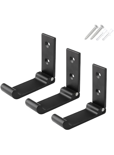 Rayyan Foldable Coat Hooks, Wall Mounted Hanging Hooks, Heavy Duty Aluminum Alloy Hooks, for Bedroom Living Room Entryway Corridor Kitchen Bathroom(Pack of 3, Black)