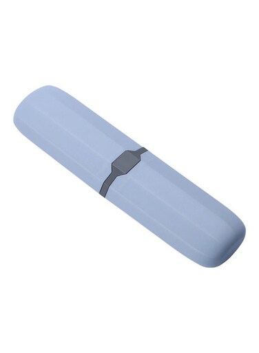 Portable Travel Toothbrush Toothpaste Storage Box Case Cutlery Pencil Container Grey + Blue 20*10*20cm