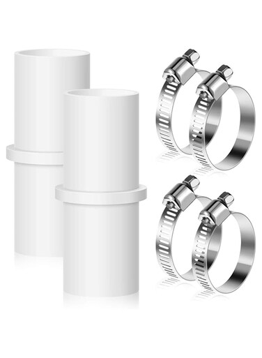 SANZEZ COOLive 2 Pieces drain hose Connectors, Fit for 0.8 Inch, Hose Washer Extension Adapter with 4 Pieces Clamps for washing machine, Dishwasher Water Pipe