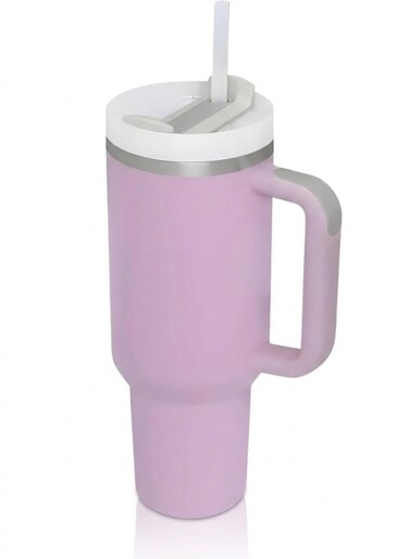 Star 40oz Stainless Steel Tumbler with Handle and Straw, Vacuum Insulated Travel Water Bottle Mug, Leak-Proof Sports Jug for Hot and Cold Drinks - Purple