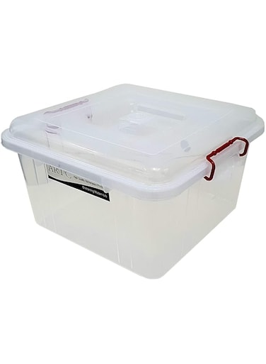 ARTC Plastic Storage Box Square with Latch-locking Lid, Clear, 20 Liters, 40 x 40 x 22 cm