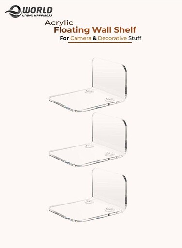 Clear Acrylic Floating Wall Shelves &acirc;&euro;&ldquo; Wall Mount Display for Baby Monitors, Speakers, Small Plants &amp; Decorative Items