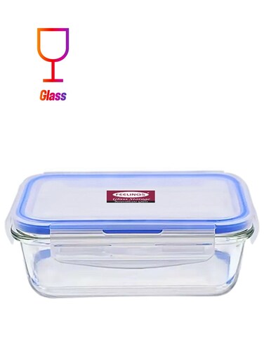 Food Storage Container with Lid, Borosilicate Glass, Microwave Safe, BPA Free Blue 600ml