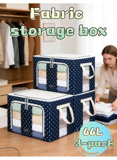 Fabric Storage Box 66L Large Capacity Foldable Closet Organizer &acirc;&euro;&ldquo; 3-Pack Soft Non-Woven Cube for Clothes, Blankets, Toys &acirc;&euro;&ldquo; Home Storage Solution for Bedroom, Living Room, Shelf