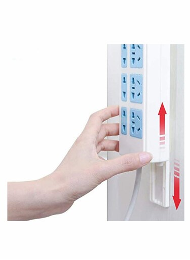 Power Strip Holder, 2 Pack Self Adhesive Punch-Free Plug-in Wall Socket Sticker Fixer Reusable Adapter Stand Shelf Traceless Cable Management Patch Panel Organizer (Whtie)