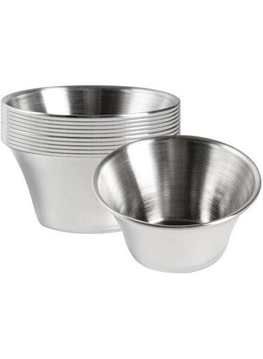 Restaurantware Stainless Steel Condiment Cup, Ramekin, Sauce Cup - Round 4 oz 10ct Box