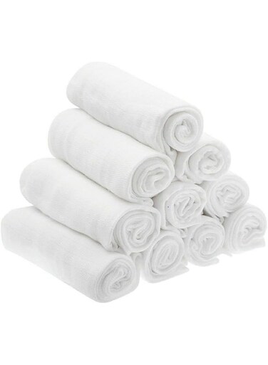 Sasma Home - Large 70x70 Baby Muslin Squares - 100% Natural Soft Cotton Baby Muslin Cloths - Soft Muslin Wash Cloths, Muslin Swaddle Blanket (10 Pack)