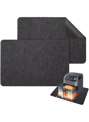BIGTHREE Heat Resistant Mat for Air Fryer, 2 Pcs Kitchen Countertop Protector Mat, Kitchen Heat Protector Mat for Air Fryer Coffee Maker Blender Microwave