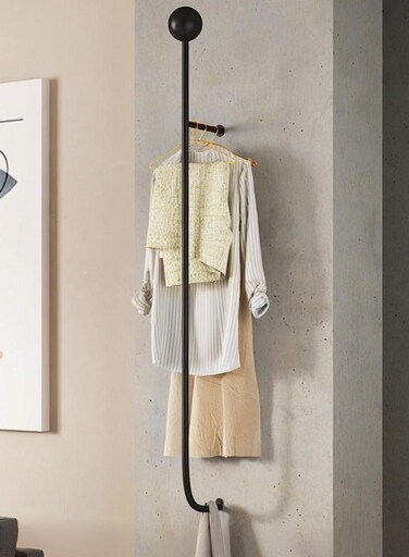 Modern Metal Clothes Rack Wall Mount Clothing Rod Garment Rack Wall Mounted Coat Rack Multi-Purpose Display Stand Space-Saving Suitable for Hotel Homestay Wall Entrance