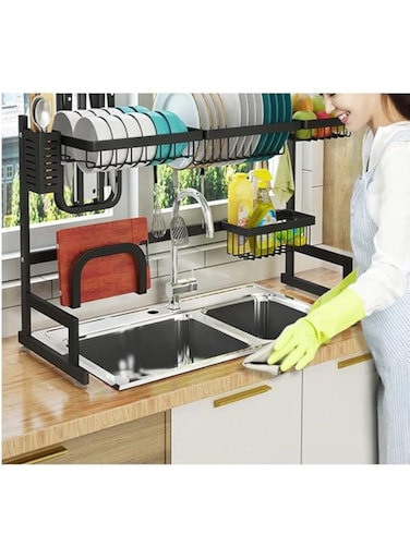 Dubai Gallery Kitchen Stainless Steel Dish Rack Over Sink Expanding Organizer Storage Draining Drying Plate Rack Knife Fork Container AMZ-Z91088EA68FB5450E9BBEZ