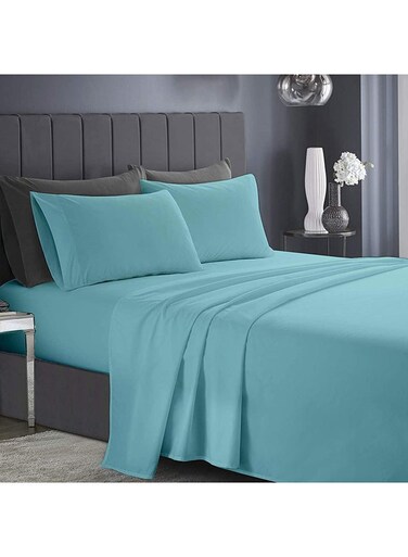 Xclusives King Bed Sheet Set Light Blue &acirc;&euro;&ldquo; 4 Piece Bedding Set, 270 &Atilde;&mdash; 260 cm, Soft Brushed Microfiber Bed Sheets, 40 cm Deep Pocket, Wrinkle &amp; Fade Resistant