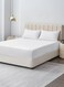 Linen Queen Plain Fitted Elastic Bedsheet with 2 Pillow Cases 180 x 200 Cm (White)