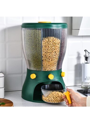 Dry Food Dispenser &acirc;&euro;&ldquo; Airtight Grain &amp; Cereal Storage Container with Push Button Release