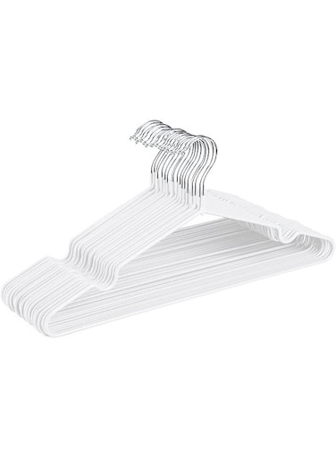 DAY Metal Hangers Plastic Hangers 20 Pack - Shirt Hangers White Hangers Space Saving Clothes Hangers Rubber Coat Hangers for Clothes Adult Heavy Duty Wire Hangers Strong Anti-Slip Hangers