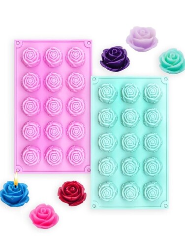 Pcs Rose Silicone Fondant Molds 15 Cavity Flower Cake Resin Mold Candy Chocolate Ice Cube Fondant Molds Kitchen Baking Tools